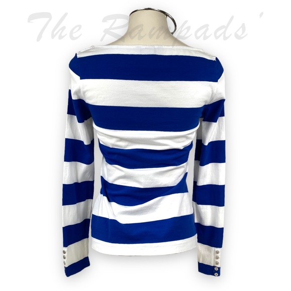 H&M Blue and White Stripes Long-sleeve T-shirt Size Medium - Picture 3 of 8